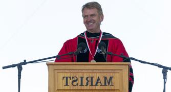 Image of President Kevin Weinman delivering his inaugural address.