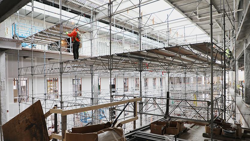 Image of Dyson Center atrium construction.